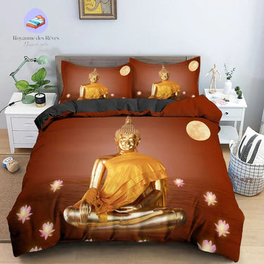 Housse de Couette Bouddha en Or
